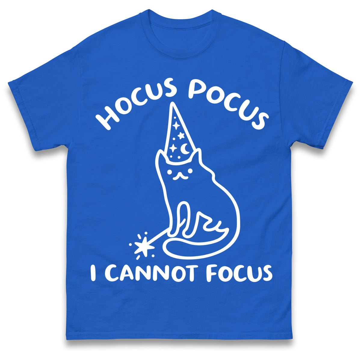 Hocus Pocus I Cannot Focus T Shirt Funny Cat Wizard Design Sarcastic Graphic Shirt ADHD Humour Gift