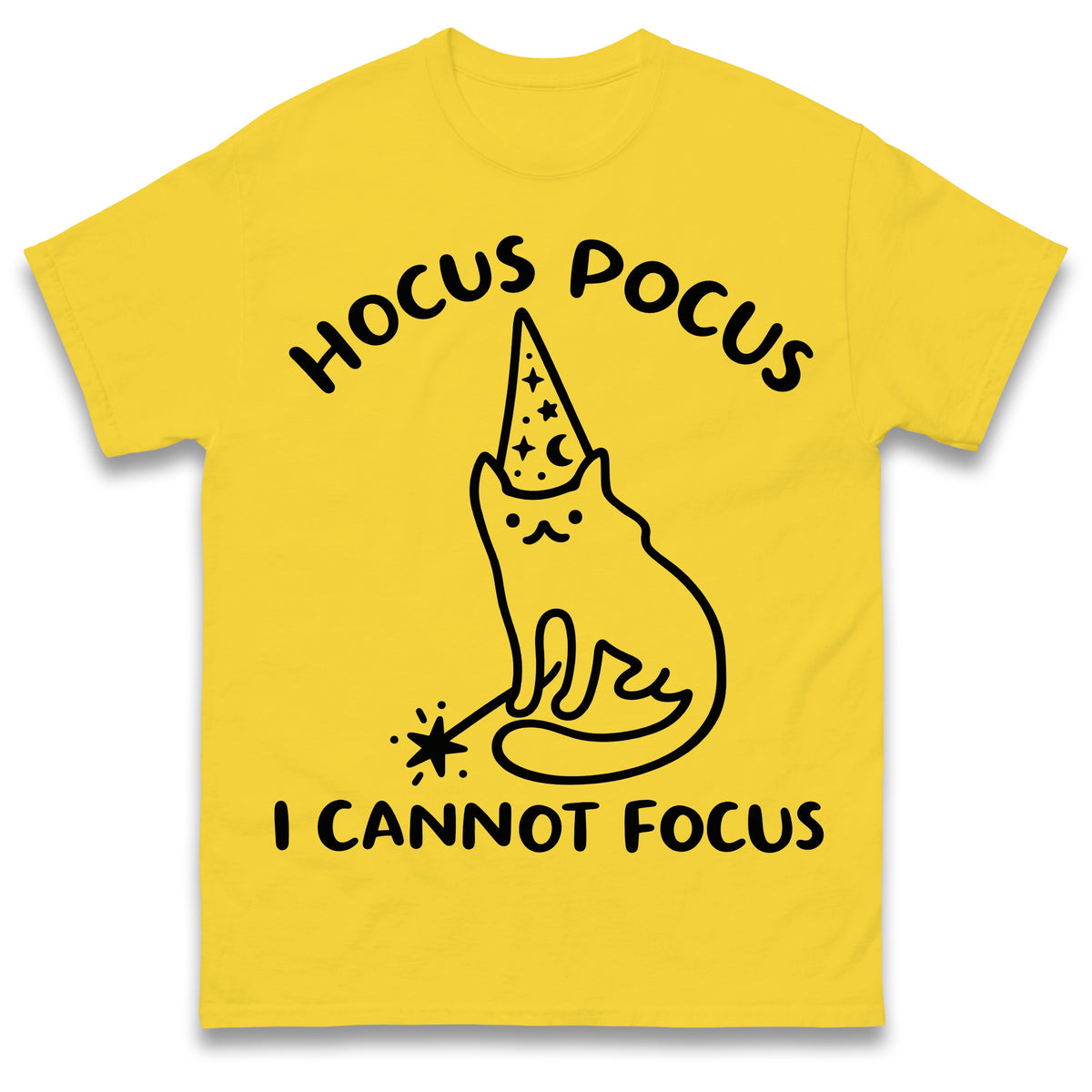 Hocus Pocus I Cannot Focus T Shirt Funny Cat Wizard Design Sarcastic Graphic Shirt ADHD Humour Gift