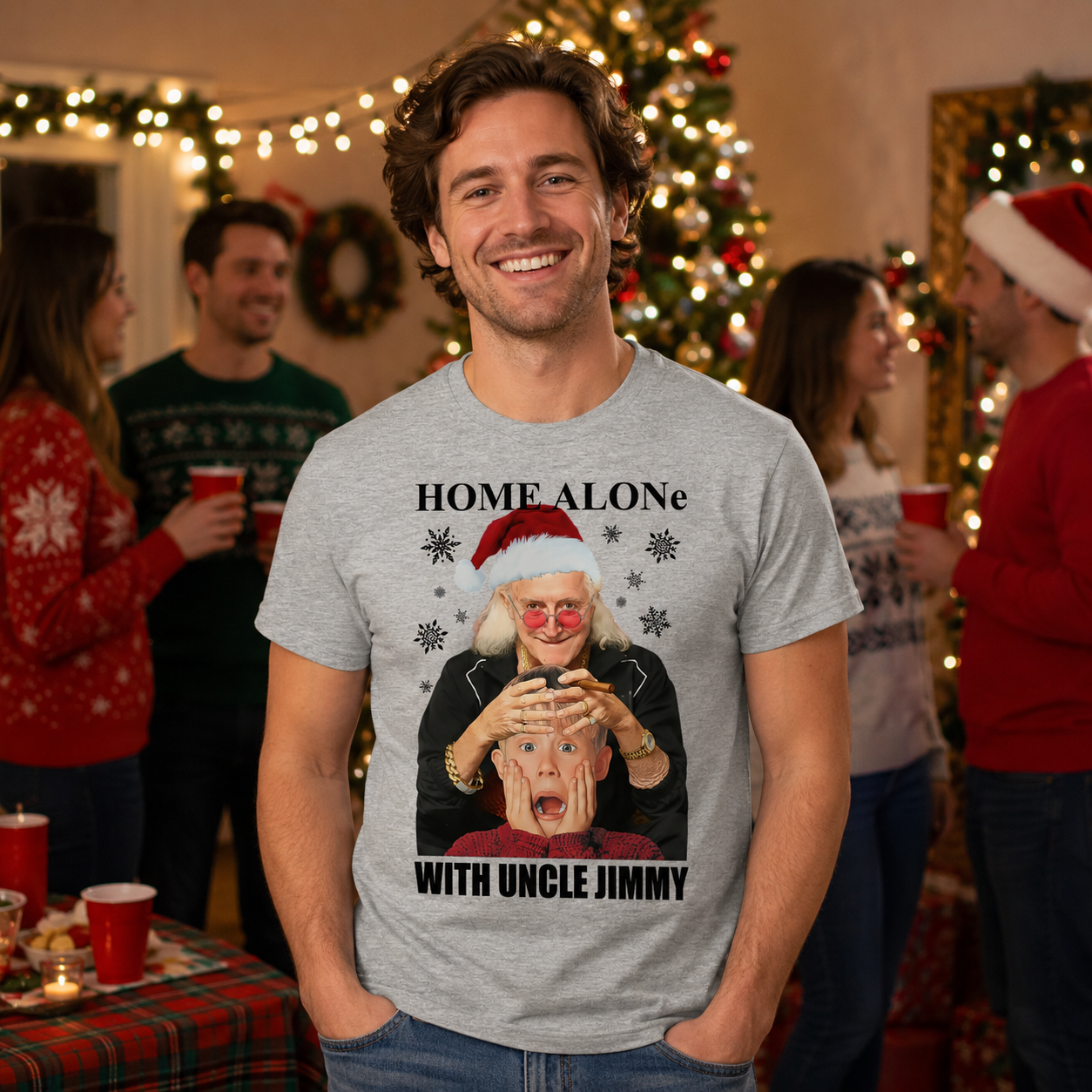 Home Alone with Uncle Jimmy Christmas T Shirt