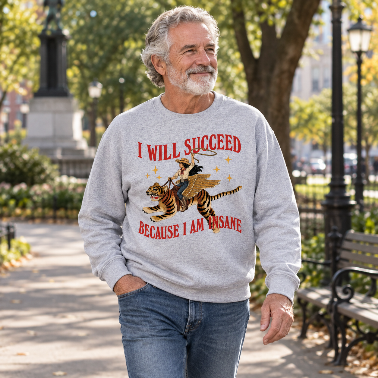 I Will Succeed Because I am Insane Coquette Girly Aesthetic Girl Boss Motivation Quote Feminist Gift Idea Feminism Cowgirl Tiger Sweatshirt