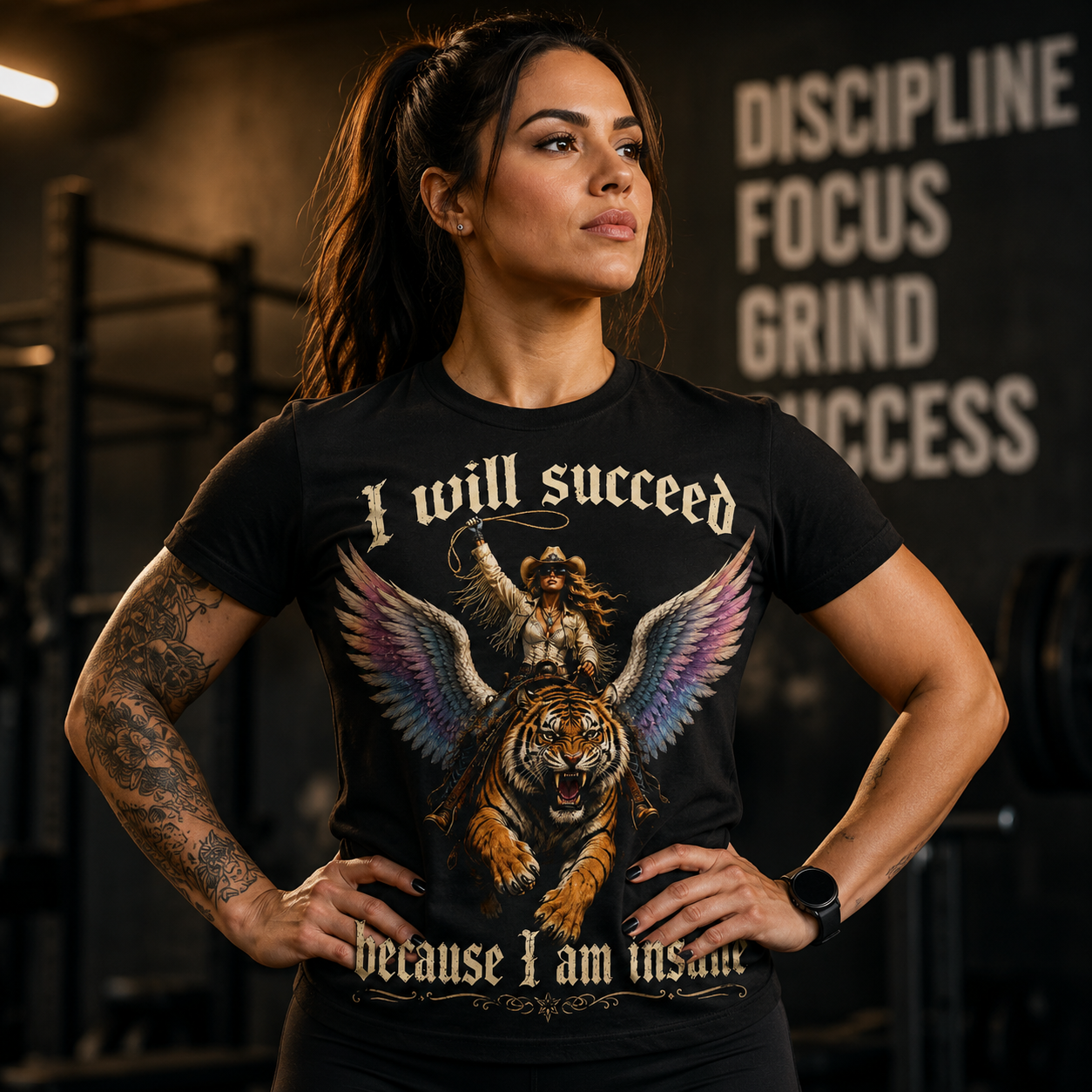I Will Succeed Because I Am Insane Coquette Girly Aesthetic Girl Boss Motivation Quote Feminist Gift Idea Feminism Cowgirl Tiger T Shirt