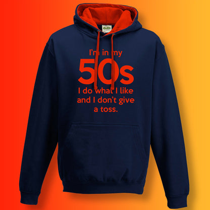 I'm In My 50s I Do What I Like Hoodie Navy Flame Red