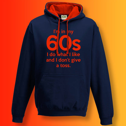 I'm In My 60s I Do What I Like Hoodie Navy Flame Red