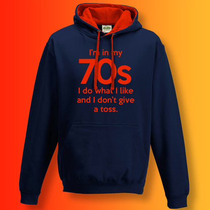 I'm In My 70s I Do What I Like Hoodie Navy Flame Red