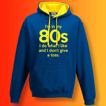 I'm In My 80s I Do What I Like Hoodie Royal Blue Yellow