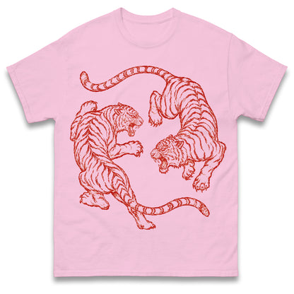Japanese Fighting Tigers Tee Vintage Tattoo Art Graphic Shirt Retro Tiger Lover Gift Unisex Top