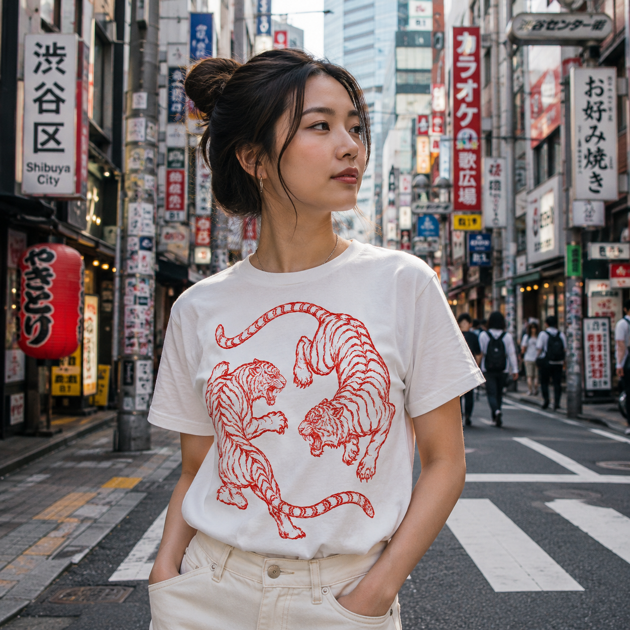 Japanese Fighting Tigers Tee Vintage Tattoo Art Graphic Shirt Retro Tiger Lover Gift Unisex Top