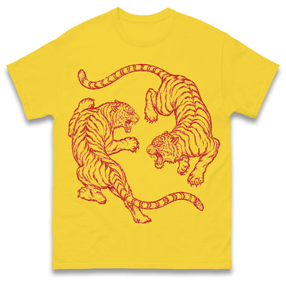 Japanese Fighting Tigers Tee Vintage Tattoo Art Graphic Shirt Retro Tiger Lover Gift Unisex Top