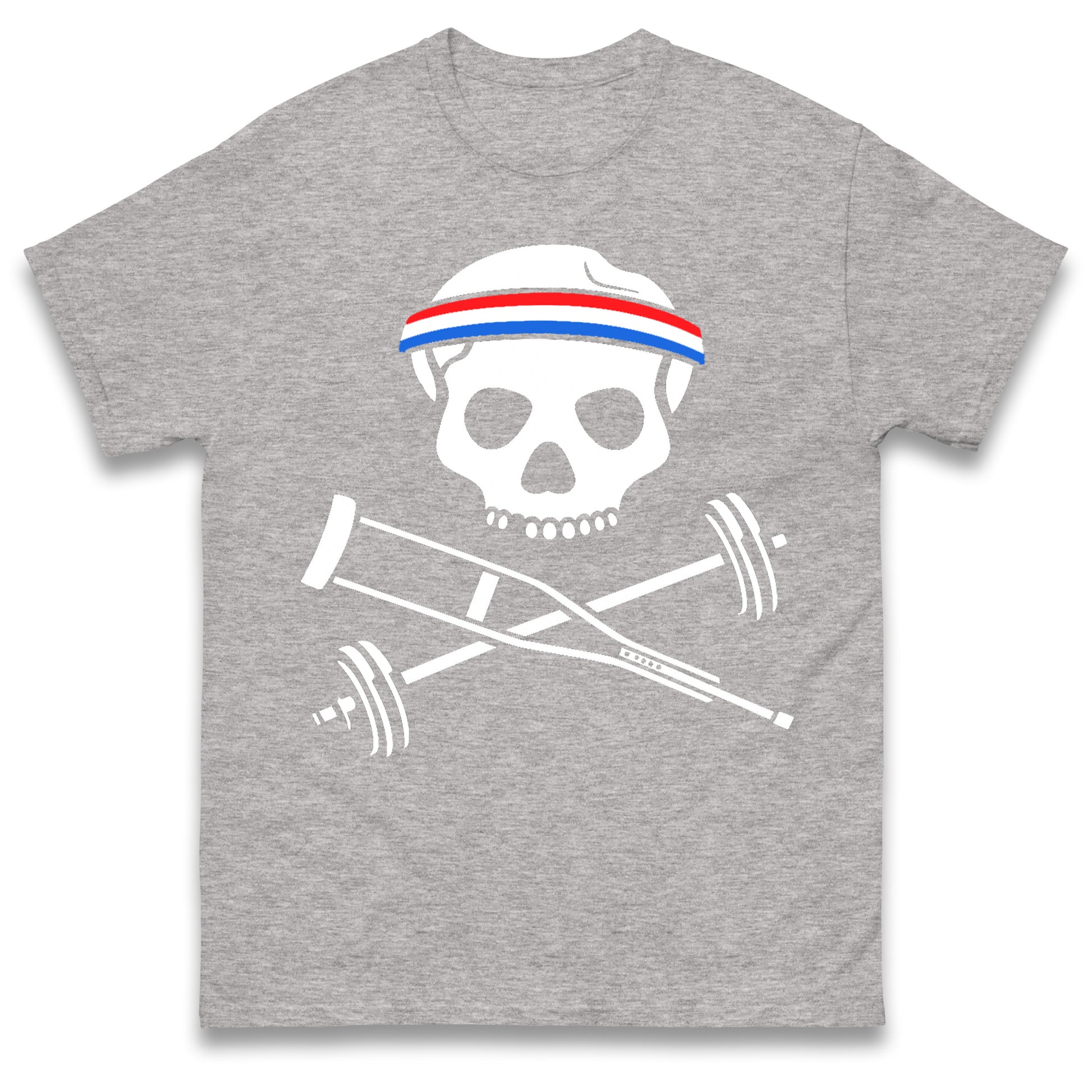 Johnny Knoxville Crutch Barbell and Bones T Shirt