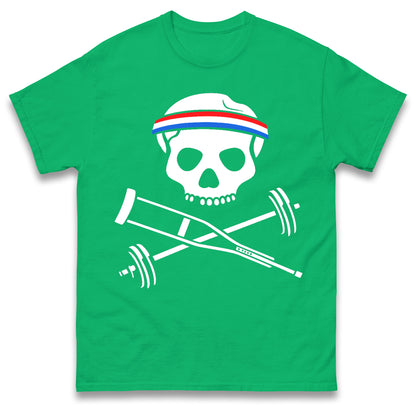 Johnny Knoxville Crutch Barbell and Bones T Shirt