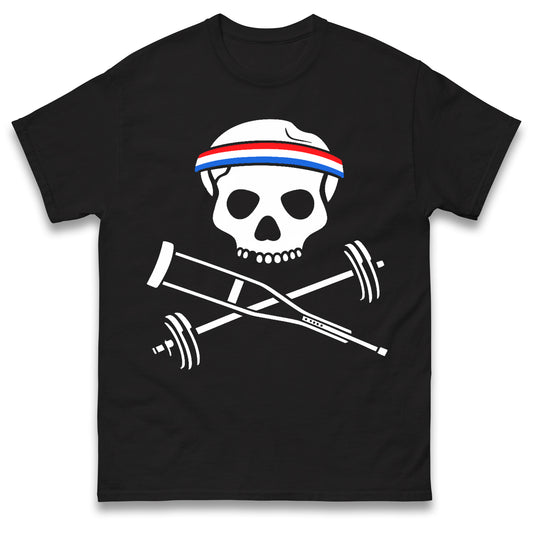 Johnny Knoxville Crutch Barbell and Bones T Shirt