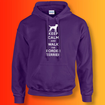 Keep Calm and Walk The Border Terrier Hoodie Purple