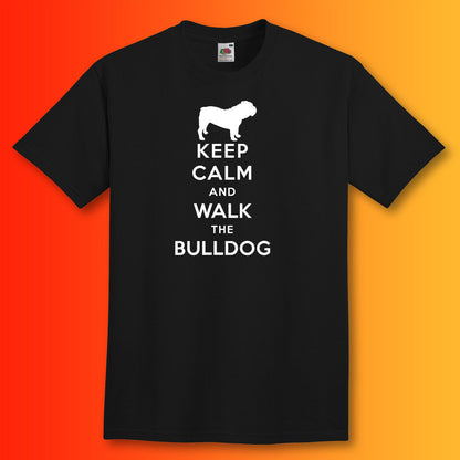 Keep Calm and Walk The Bulldog T-Shirt Black
