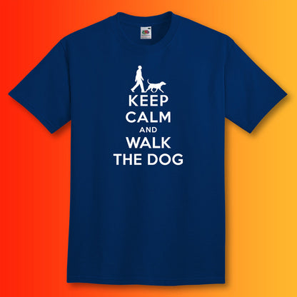 Keep Calm and Walk The Dog T-Shirt Navy