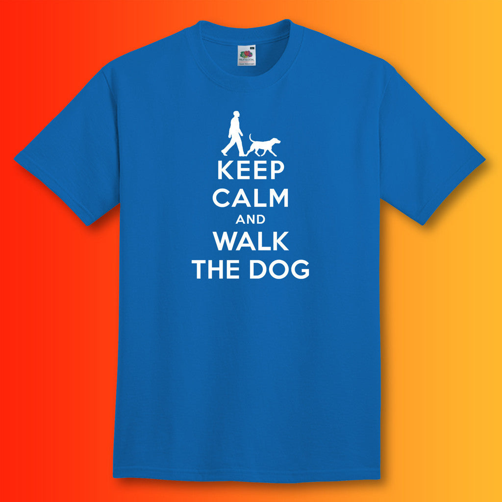 Keep Calm and Walk The Dog T-Shirt Royal Blue