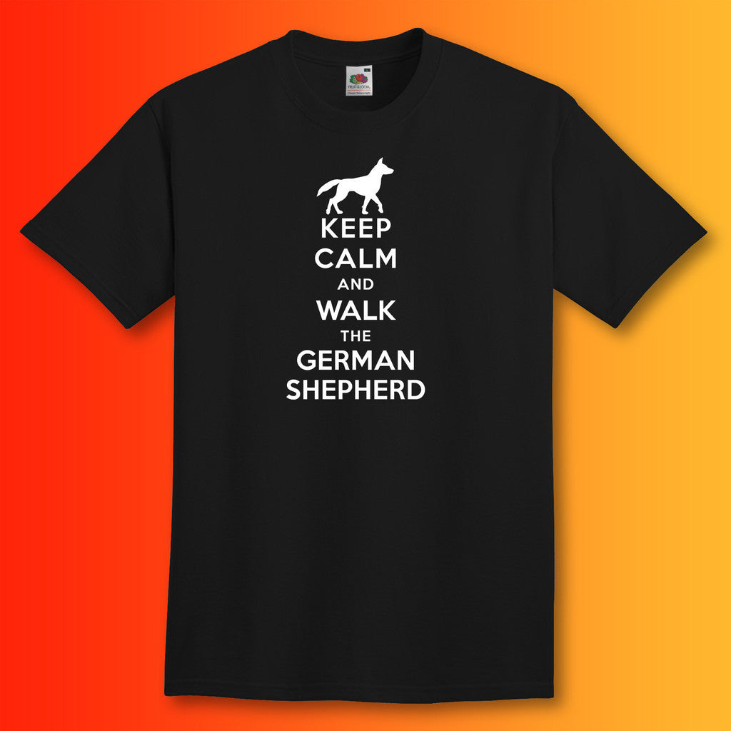 Keep Calm and Walk The German Shepherd T-Shirt Black