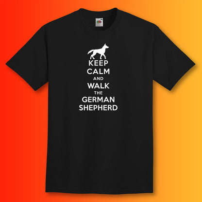 Keep Calm and Walk The German Shepherd T-Shirt Black
