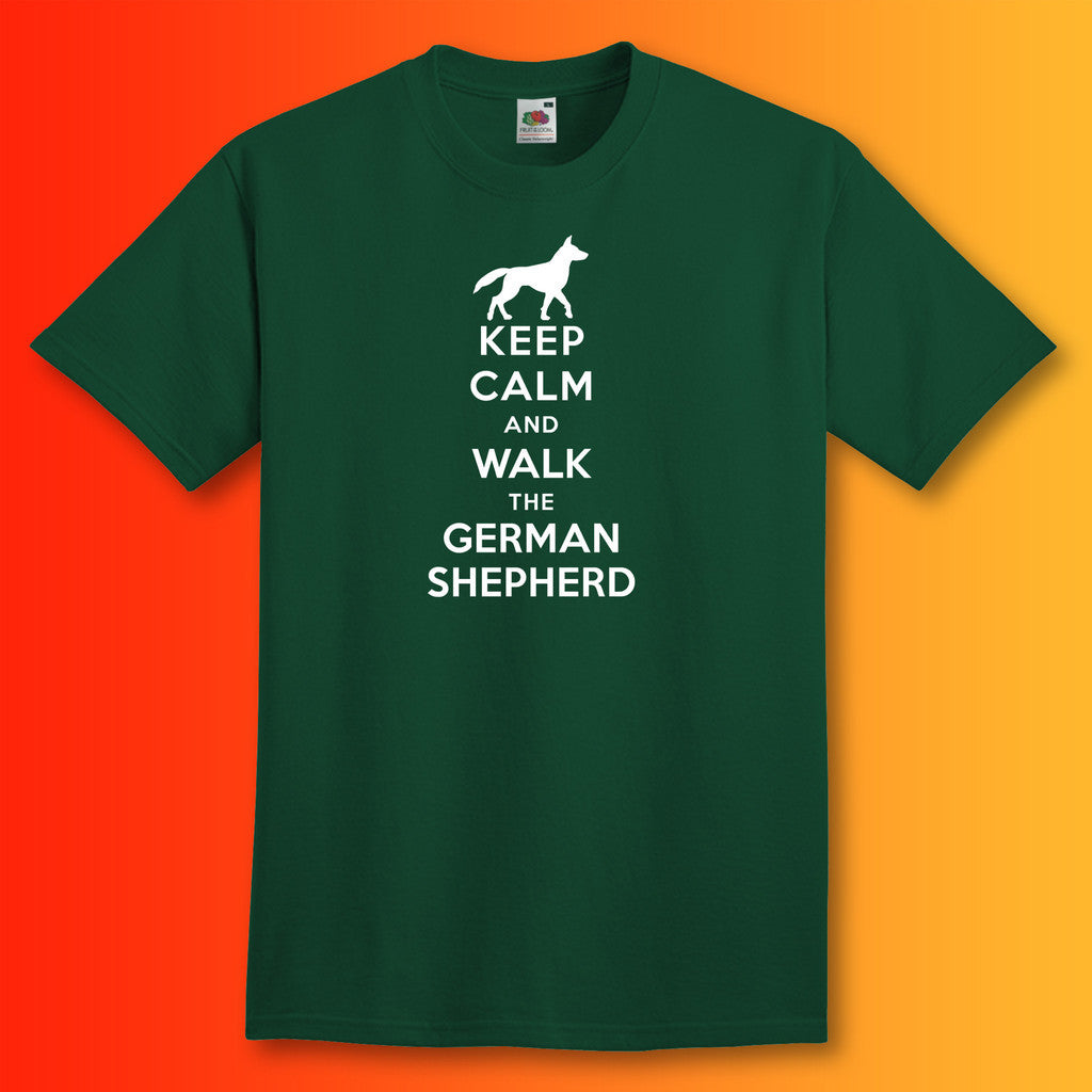 Keep Calm and Walk The German Shepherd T-Shirt Bottle Green
