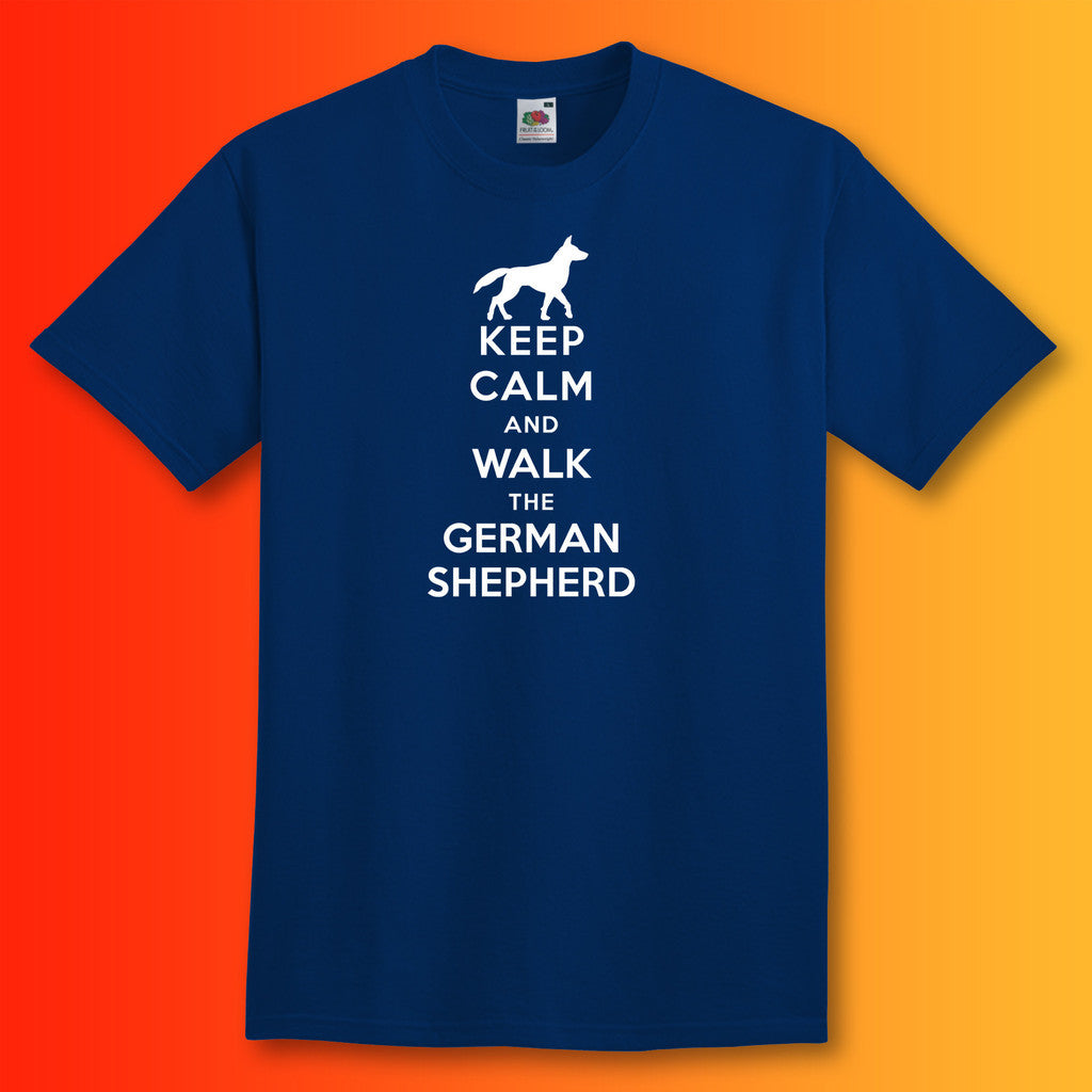 Keep Calm and Walk The German Shepherd T-Shirt Navy