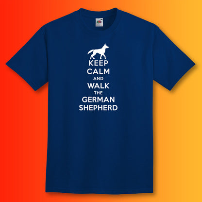 Keep Calm and Walk The German Shepherd T-Shirt Navy