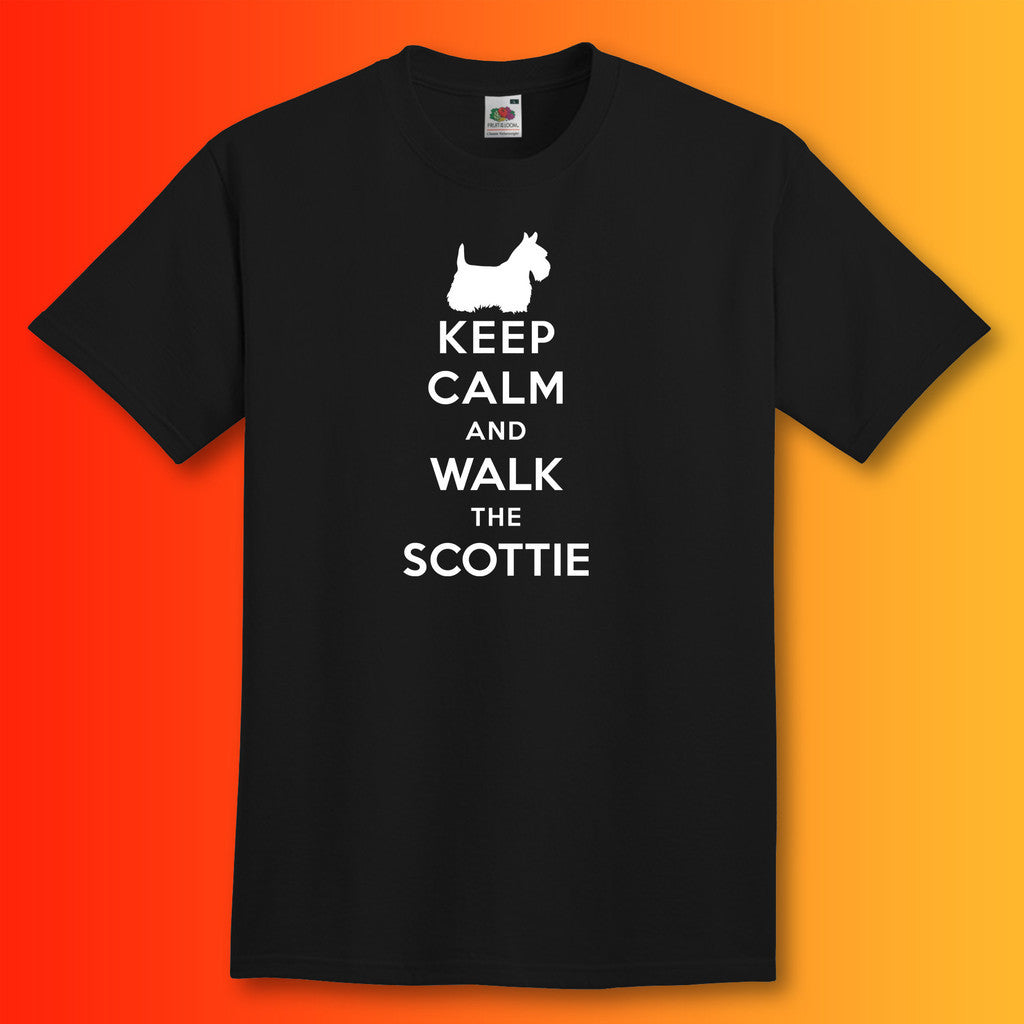 Keep Calm and Walk The Scottie T-Shirt Black