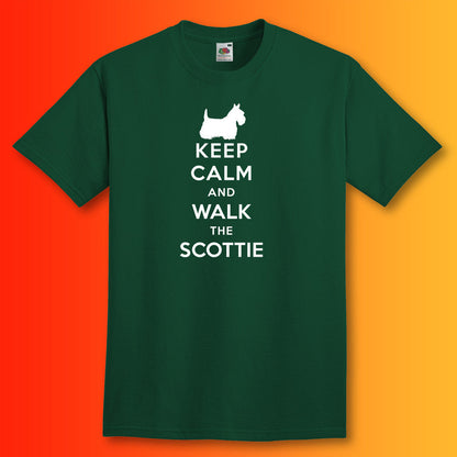 Keep Calm and Walk The Scottie T-Shirt Bottle Green