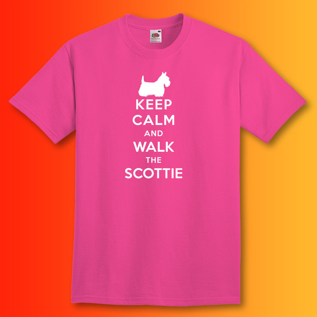 Keep Calm and Walk The Scottie T-Shirt Fuchsia