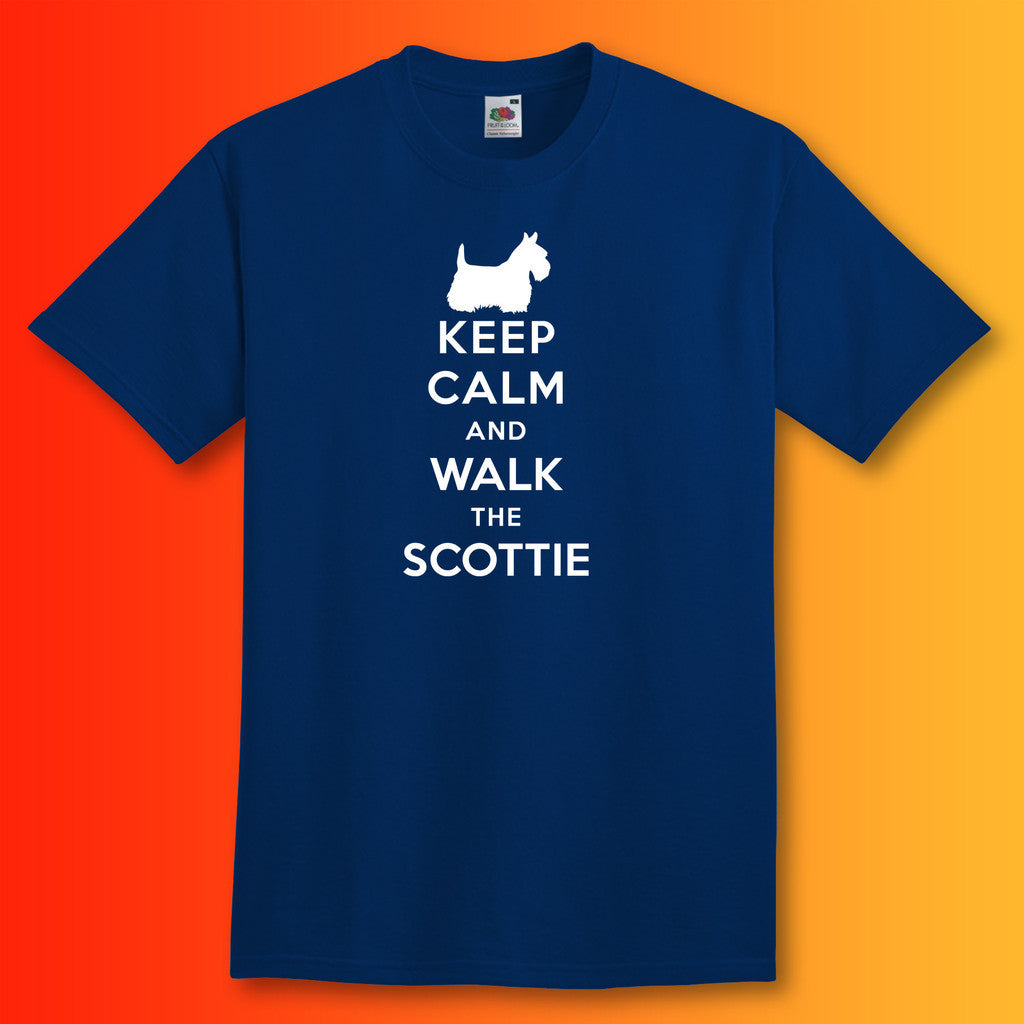 Keep Calm and Walk The Scottie T-Shirt Navy