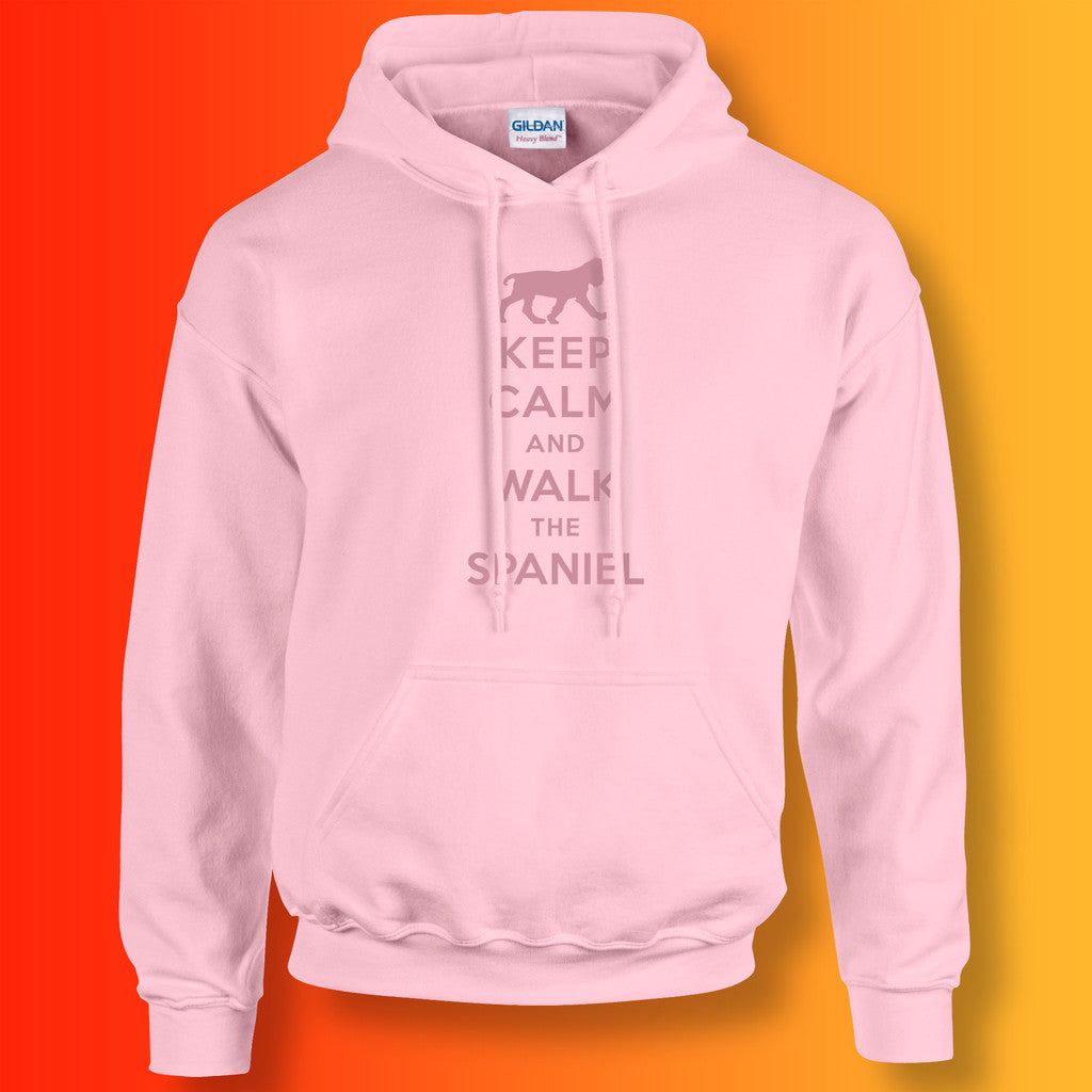Keep Calm and Walk The Spaniel Hoodie Light Pink