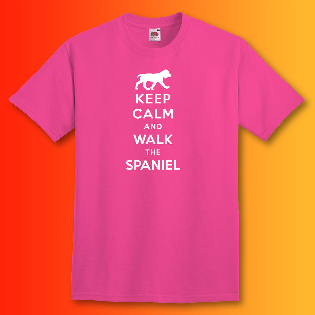 Keep Calm and Walk The Spaniel T-Shirt Fuchsia