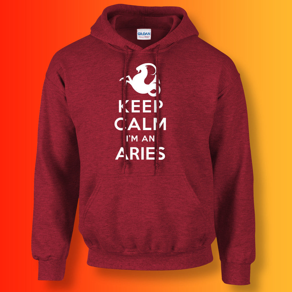 Keep Calm I'm an Aries Hoodie Antique Cherry