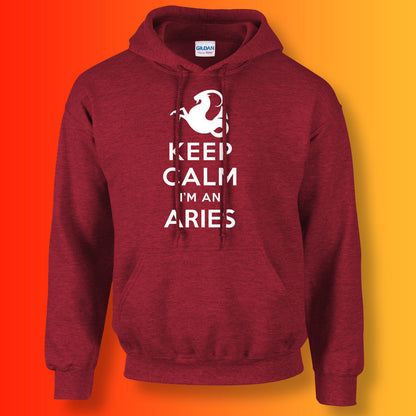 Keep Calm I'm an Aries Hoodie Antique Cherry