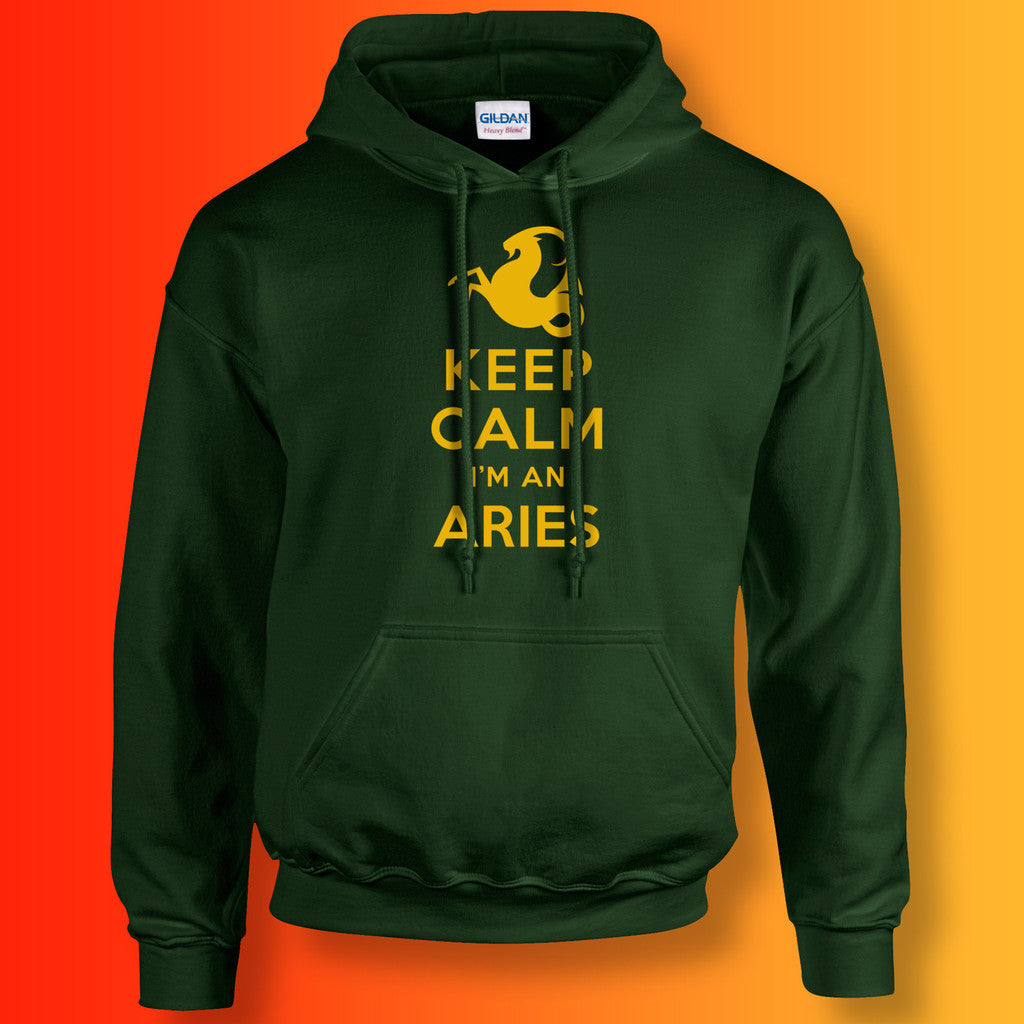 Keep Calm I'm an Aries Hoodie Forest Green