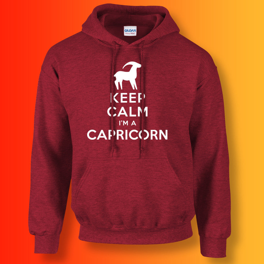 Keep Calm I'm a Capricorn Hoodie Antique Cherry