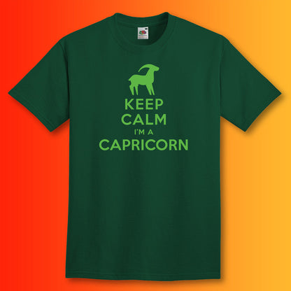 Keep Calm I'm a Capricorn T-Shirt Bottle Green