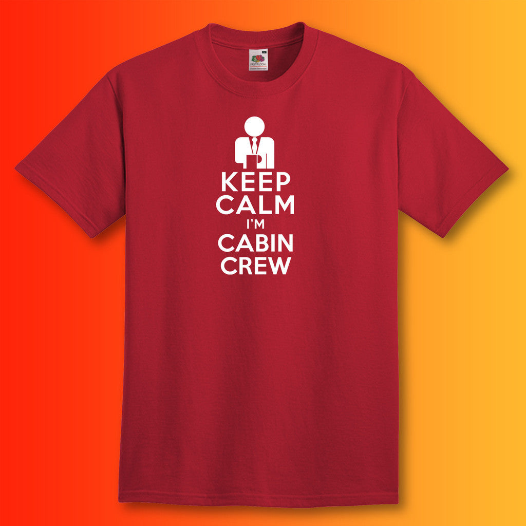 Keep Calm I'm Cabin Crew T-Shirt Brick Red