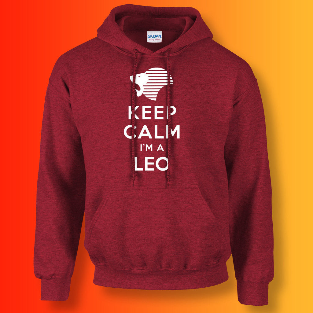 Keep Calm I'm a Leo Hoodie Antique Cherry