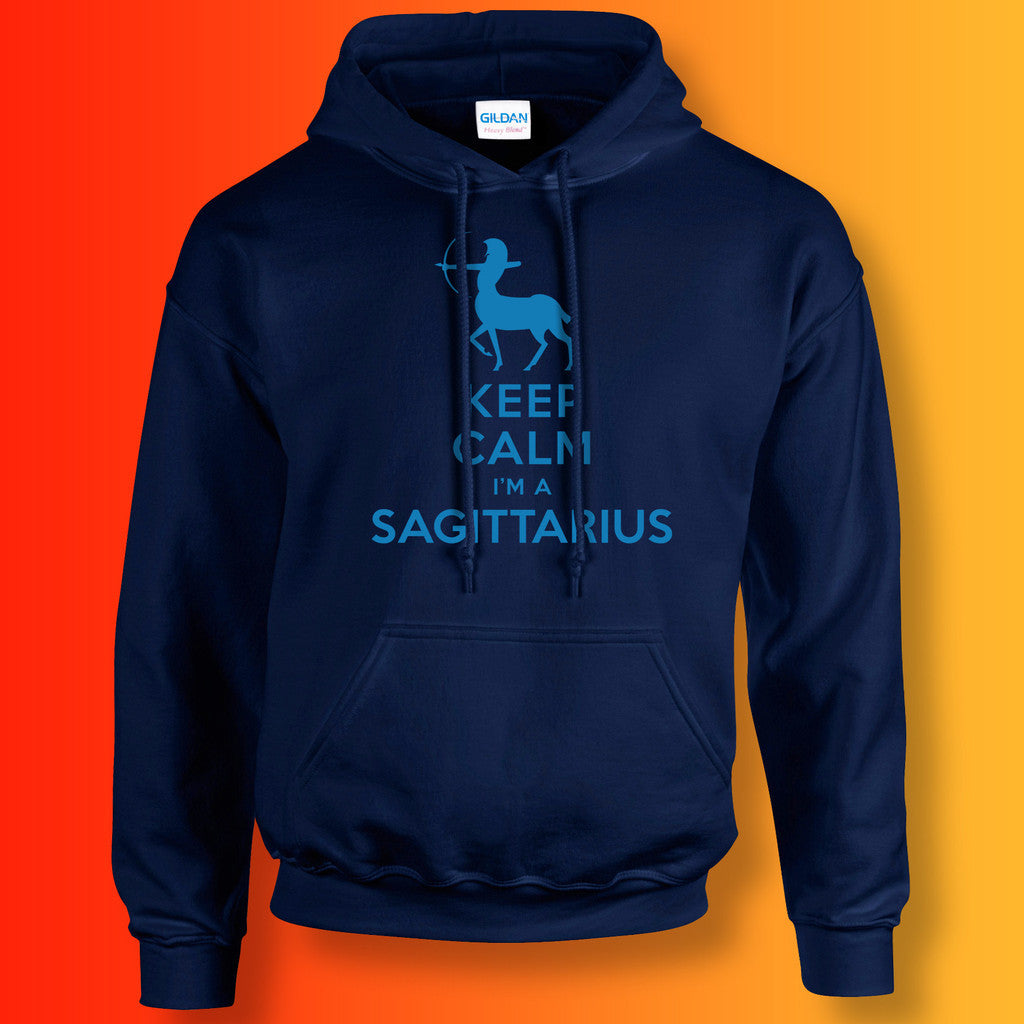 Keep Calm I'm a Sagittarius Hoodie Navy