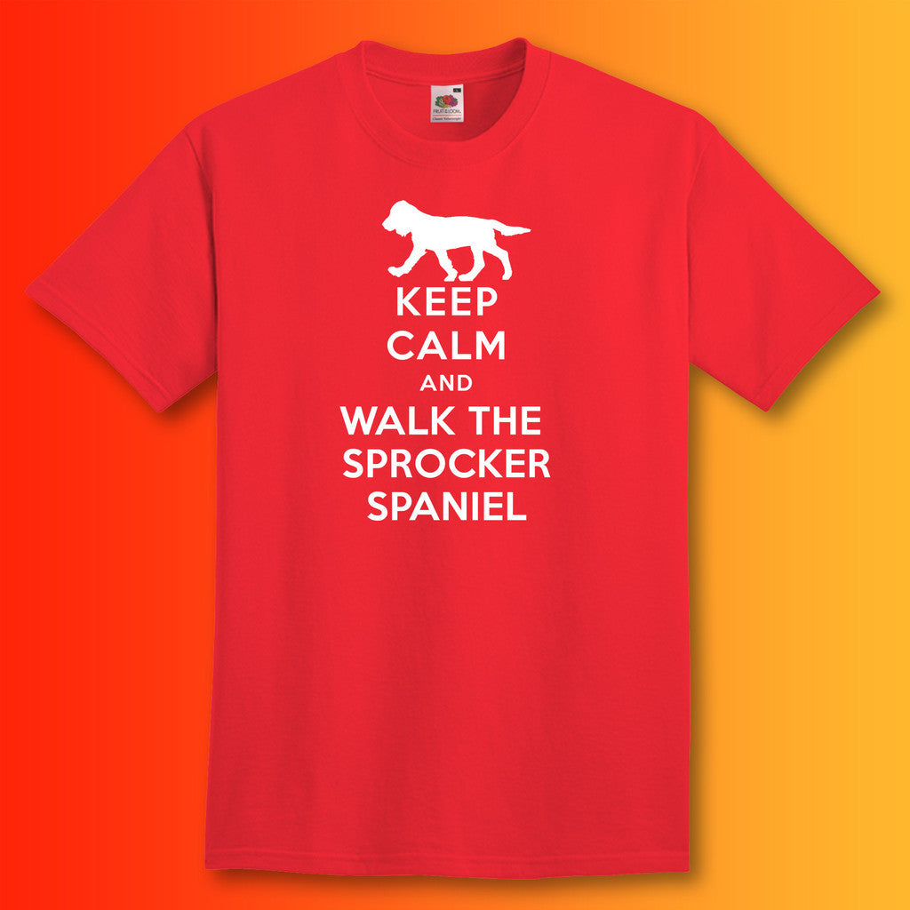 Keep Calm and Walk The Sprocker Spaniel T-Shirt Red