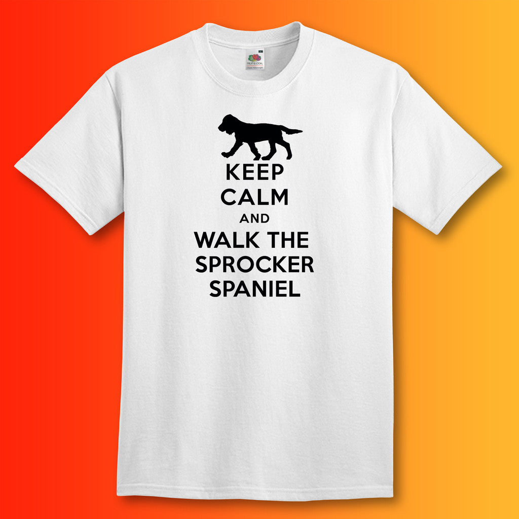 Keep Calm and Walk The Sprocker Spaniel T-Shirt White