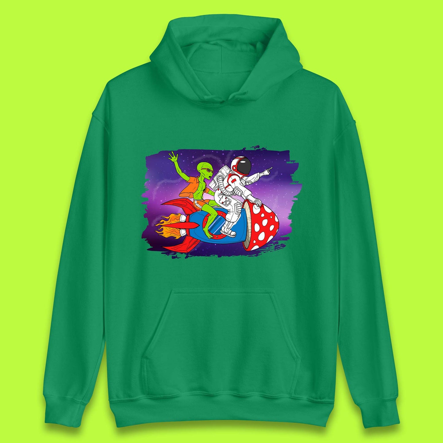 Alien & Astronaut Rocket Ship Unisex Hoodie