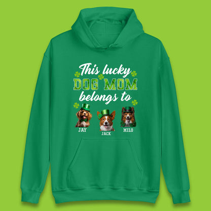 Personalised This Lucky Dog Mom Belongs Unisex Hoodie