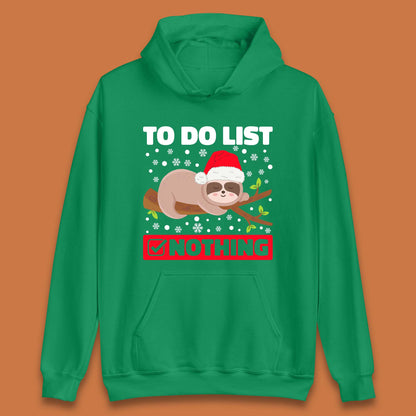 Lazy Sloth To Do List Christmas Unisex Hoodie