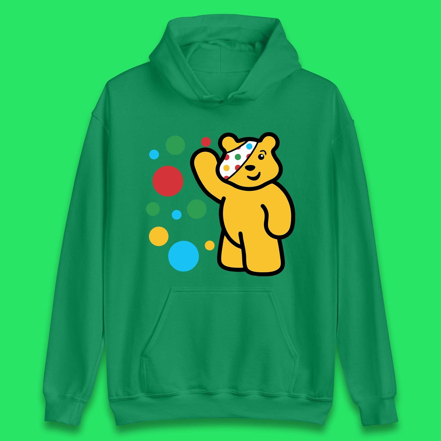 Spotty Pudsey Bear Hand Waving Dotty Spot Fundraising Children In Need Spotty Bear Spotty Day Unisex Hoodie