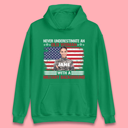 Personalised Never Underestimate An Old Woman Unisex Hoodie