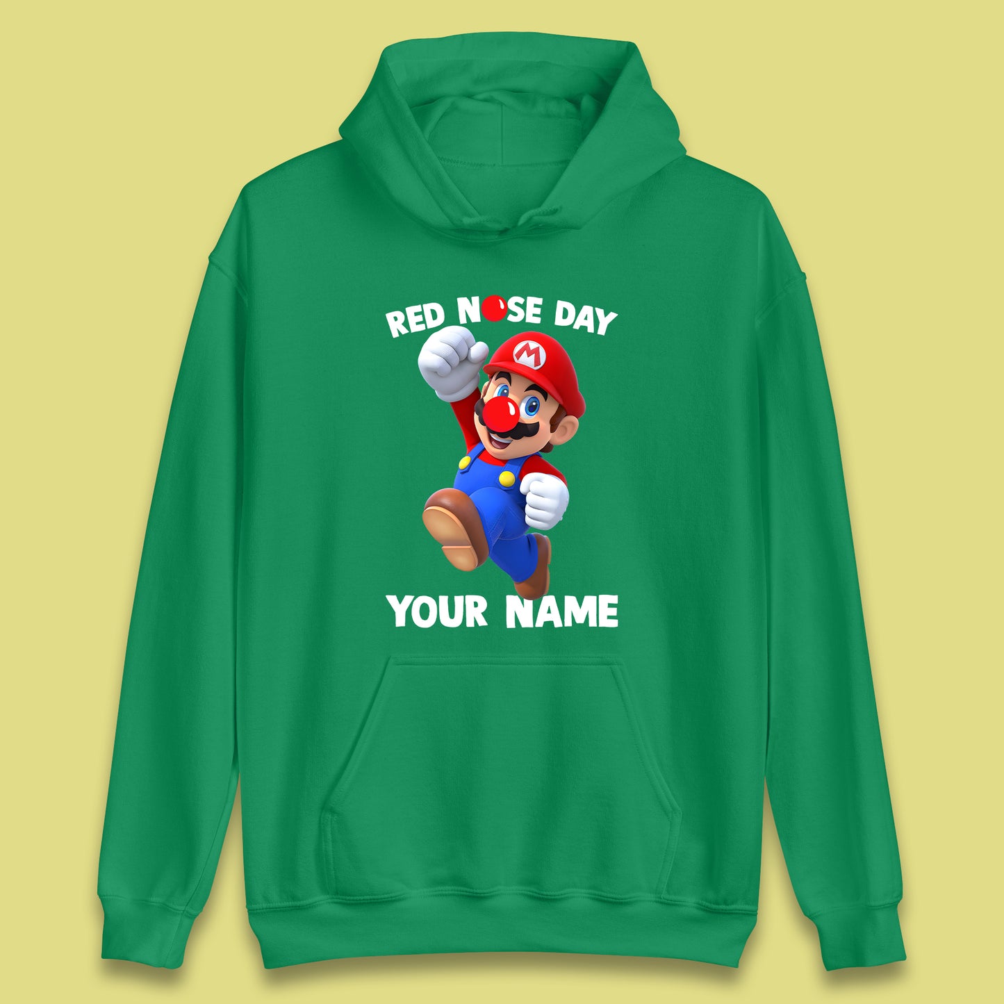 Personalised Super Mario Red Nose Day Unisex Hoodie