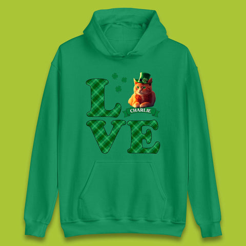 Personalised Love St. Patrick's Cat Unisex Hoodie