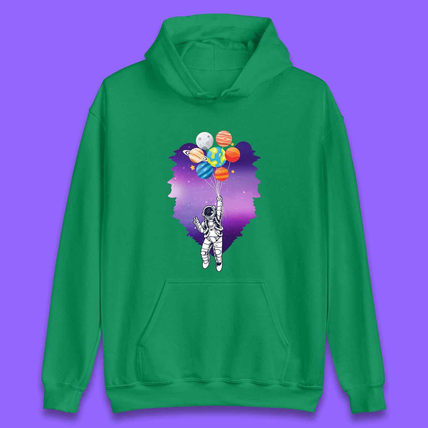 Astronaut Space Planets Balloons Unisex Hoodie
