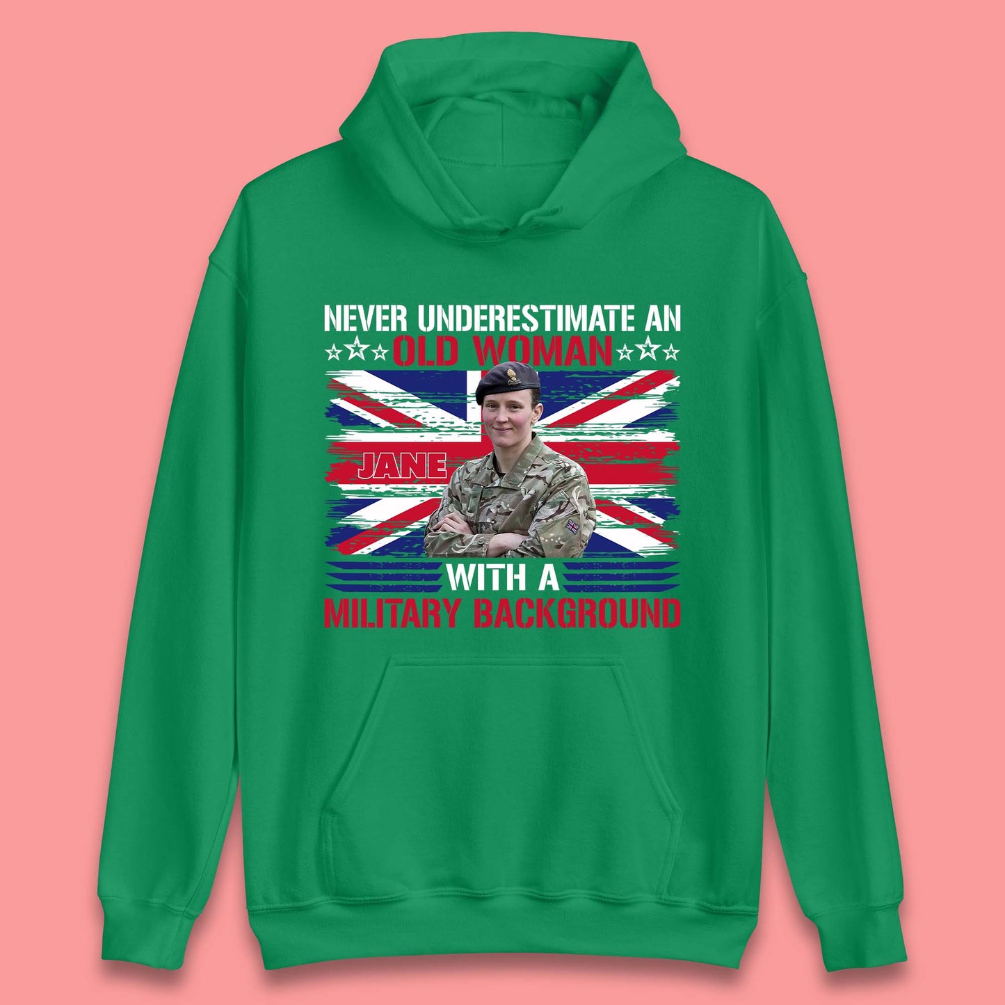 Personalised Never Underestimate An Old Woman Unisex Hoodie
