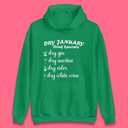 Dry January Drink Menu Unisex Hoodie
